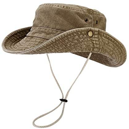 Fischerhut Herren Baumwolle Sonnenhut UV-Schutz Wanderhut Trekking Faltbar Sommerhut Breite Krempe Outdoor Safari Hut Damen mit Kinnband Anglerhut Boonie Hat Sonnenschutz Hütte Hiking Bucket Hat