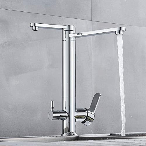 Robinets De Cuisine Avec Filtre À Eau, Robinet Mitigeur Monté Sur Le Pont À Double Poignée, Rotation À 360 Degrés, Fonction De Purification De L'eau, Grue