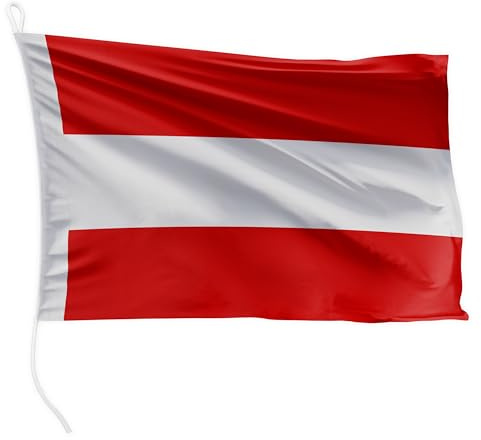 FLAGLY Premium Bootsfahne Österreich 40 x 60 cm - 115g/m² Stoffgewicht - gedruckt, robust mit Strick & Schlaufe, Bootszubehör Motorboot (40 x 60 cm - Österreich)