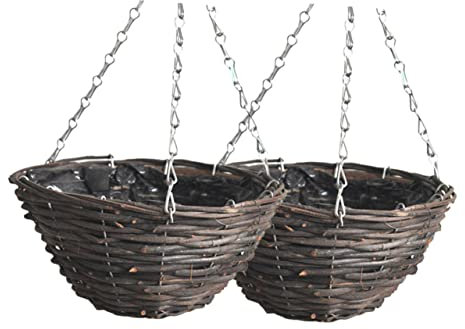 SEWOART 2stücke Hängekorb-pflanzgefäß Aus Rattan Geflochten Für Innen Und Außenbereich Passend Für Sukkulenten Kakteen Und Blumen Minimalistisches Design Leicht Aufzuhängen Für