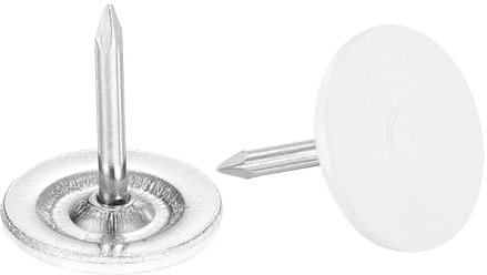 sourcing map 40Pcs Upholstery Tacks, 11mmx13mm Flat Head Decorative Furniture Nails Thumb Tack for Furniture Sofa Headboards, White