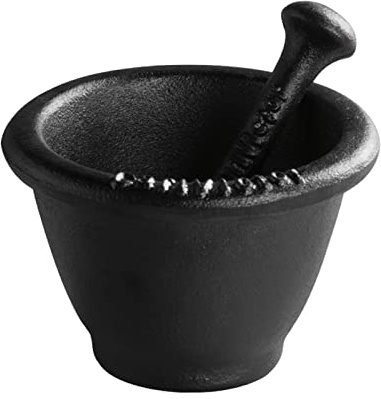 XFANAOOU Set pestello e Mortaio, schiacciapatate, Mortaio e pestello Set Grande Mortaio e pestello in ghisa, smerigliatrice for spezie in Ferro Nero, Mortaio e pestello in Porcellana Fatto a Mano