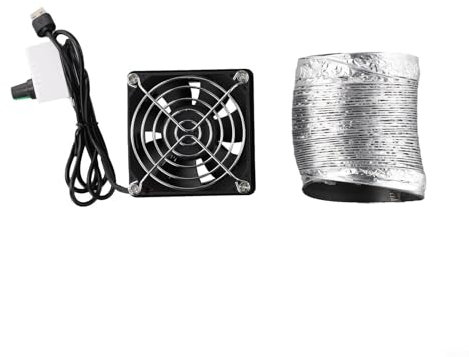 HpLive Lötzinn Abluftventilator，USB-Lötdampfabsorber Lüfter Mit Verstellbarer Geschwindigkeit, Abluftventilator Mit Rohr, Rauchabzug Für Küche, WerkstatLöten, 8x8 cm(Fan plus 1m pipe)