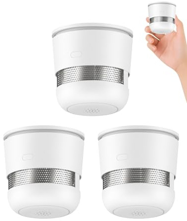 3 Pack Mini Smoke Alarm Smoke Alarms for Home Smoke Detector with 10-Year Battery Life(Included) LED Indicator Silence Button Conforms to EN14604 Standard Fire Smoke Detector