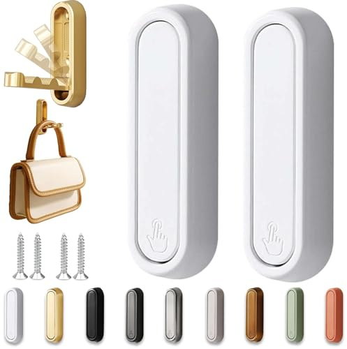 2 ganchos de pared plegables, ganchos plegables resistentes para toallas de baño, ganchos para bata de baño, ganchos de pared para baño, armario, entrada, piscina y cocina (redondo-blanco)