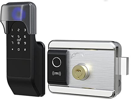 Serratura intelligente, Impermeabile Tuya Smart Door Lock Password digitale Double-sided Fingerprint Electronic Rim Lock for porta in ferro for esterni,Costruita per durare(Waterprof (no app))