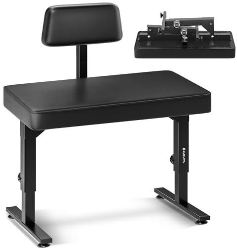 CAHAYA Foldable Adjustable Piano Bench: Portable Keyboard Stool 200kg Capacity Height & Backrest Adjustable for Kids/Adults Perfect for Home Studio Teaching & Outdoor Performances