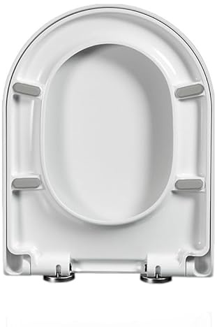 Tapa WC Forma D Universal, 33 * 42cm, Asiento de Inodoro de Cierre Suave en Forma de D con Liberación Rápida para una Fácil Limpieza, de PP, tapas de Water Blanco