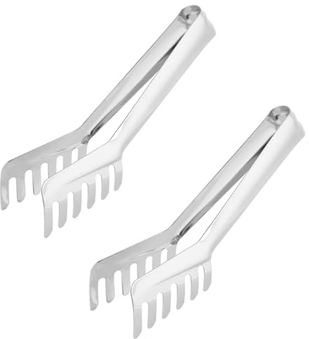 Pinzas para espaguetis de acero inoxidable (2 unidades), pinzas para pasta con forma de peine, pinzas profesionales antiadherentes para pasta, utensilios de cocina para hornear,
