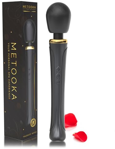 Metooka Therapeutic Cordless Massager - IPX6 Waterproof Powerful Massage Tool Handheld 8 Speeds 20 Patterns - Rechargeable Hand Massagers for Sore Muscles - Hand Held Massage Tool for Neck & Back