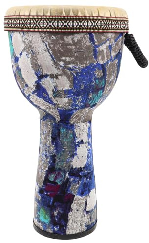 Authentische Djembe Trommel 8, 5 Zoll Blau mit Gewebe und Abs | Handheld für Anfänger im Afrikanischen Stil, Klare Töne und Tiefe Resonanz, für Erwachsene