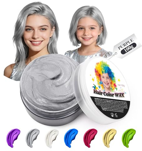 JJKOL Temporäre Silbergrau Haarfarbe Wachs, Silbergrau Haartönung Temporäre Haarfarbe, Instant Hair Cream Mud Natürliche Frisur Pomade, Styling Haartone für Männer Frauen,Haar Wachs für Fasching Party