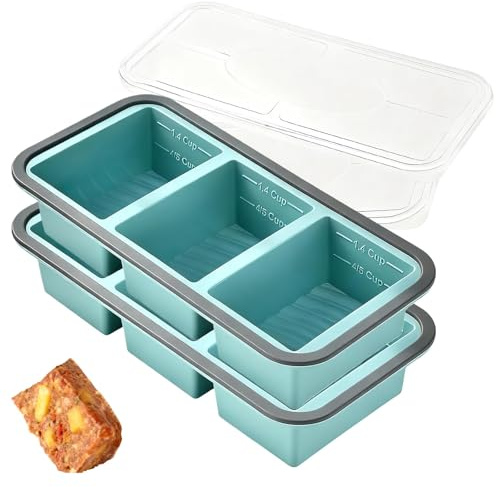 2 contenitori per congelatore in silicone con coperchio, per contenitori alimentari, zuppe, congelamento, contenitori extra grandi, per zuppe, salse, brodo senza BPA (3 fori)
