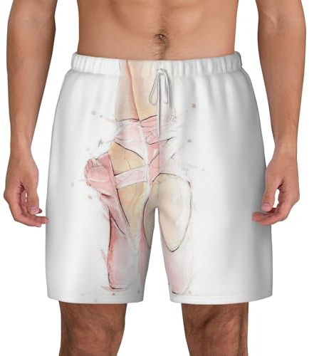 Balettskor herr badshorts hemkläder avslappnad strand semester snabbtorkande, Vitt, 3XL Short