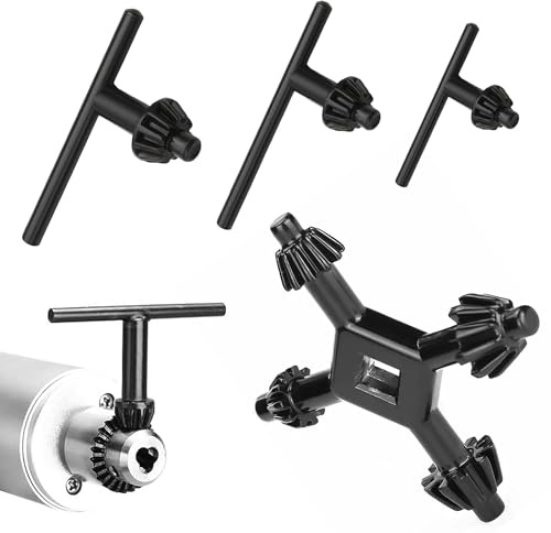ZIOYANE Juego de 4 llaves de portabrocas universales de metal y llave de portabrocas de trinquete ajustable para taladros manuales y herramientas eléctricas