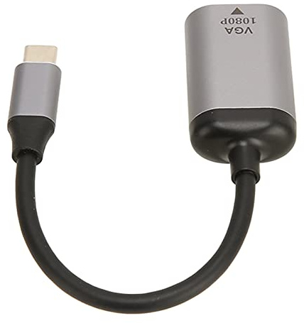 Adaptateur USB C vers VGA en alliage d'aluminium, adaptateur de type C vers VGA prend en charge 1920 x 1200 60 Hz transmission stable, Plug and Play Thunderbolt 3 vers VGA adaptateur pour ordinateur