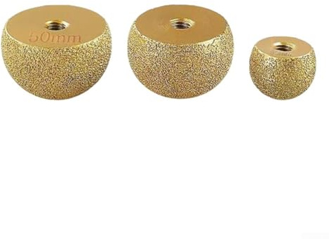 Mola diamantata a forma di fungo, 10 mm, per smerigliatrice angolare, brasata per lucidatura dei bordi, per curve interne in vetro e pietra, finitura oro (3 pezzi)