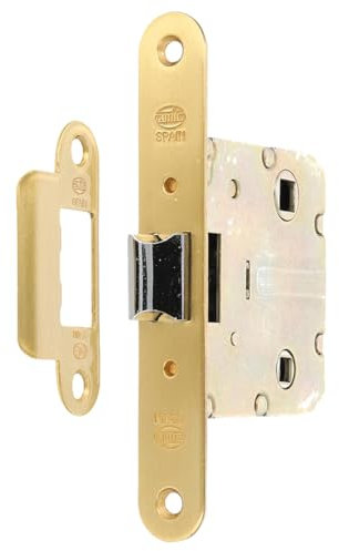 Amig - Picaporte Unificado para Puertas de Madera - Cerradura para Puerta Interior - Cierre de Embutir de Acero Latonado - Entrada 50 mm - Acabado: Mate