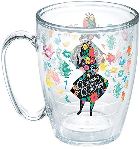 Tervis Disney - Alice nel Paese delle Meraviglie Curiouser Bicchiere isolato con Involucro, 470 ml, Trasparente