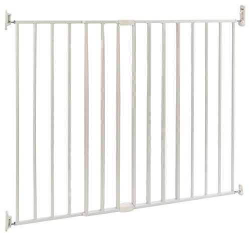 BOMI Türschutzgitter Maja 69-142 cm | Zum Bohren | Extra Hoch | Kindertreppenschutzgitter mit Tür in Weiß ausziehbar | Tierschutzgitter für Hund und Baby