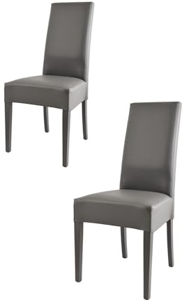 t m c s Tommychairs - 2er Set Moderne Stühle Luisa für Küche und Esszimmer, robuste Struktur aus lackiertem Buchenholz Farbe Dunkelgrau, Gepolstert und mit dunkelgrauem Kunstleder bezogen