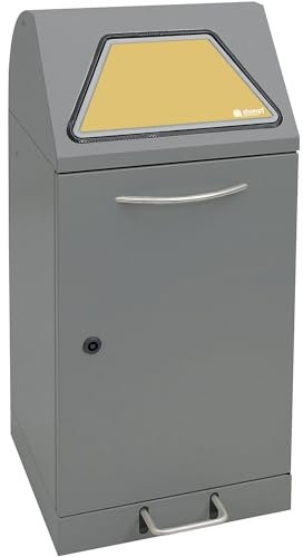 kaiserkraft | Wertstoffsammler mit Pedal | mit Abfallsackhalterung | Volumen 60 l | graualu/Struktur