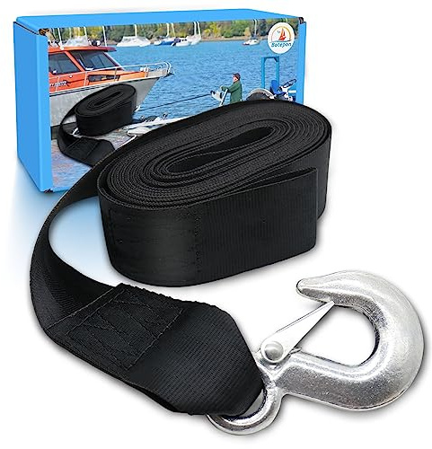 Botepon Marine Boat Trailer Winch Strap with Hook, Marine Winch Strap Replacement for Boat Jet Ski Loading, Launching and Retrieving ¡­