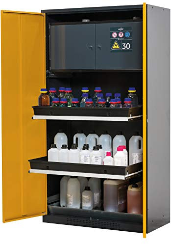 ASECOS Chemikalienschrank CS (F) RAL 7016/RAL 1004 2xFB1xLB1xBW (St.bl.) zur Lagerung von Nicht entzündbaren Gefahrstoffen in Arbeitsräumen