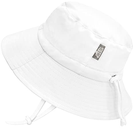 Jan & Jul Verstellbarer Baby Sonnenhut, Ideal zum Schwimmen (M: 6-24 Monate, Weiß)