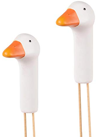 UNUS Gartendeko Gartenstecker Gänsehals Gänsekopf 2X groß 50cm | aus Polyresin, für Balkon oder Terrasse