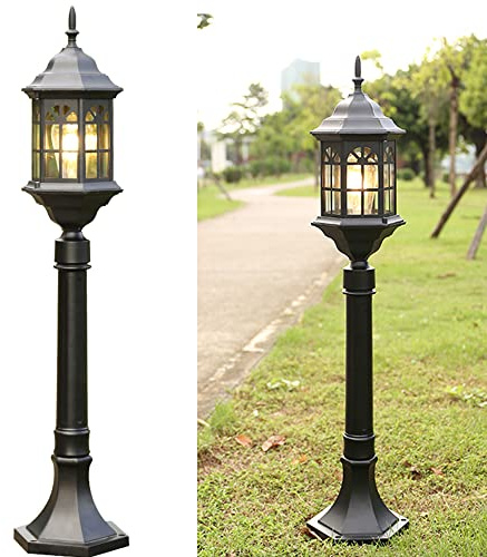 Chao Zan Außenleuchte Gartenlaterne,Laterne, Gartenleuchte,IP55 Wegeleuchte E27,Wegen und Gärten.Schwarz Ø18 x 80 cm