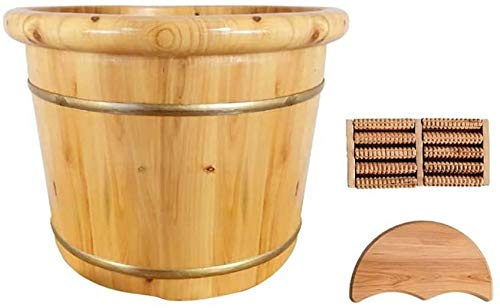 Foot Tub Wooden Foot Basin Household Gift Foot Soaker Tub,Wooden Foot Soak Sauna Bucket，Pure Wood Bathtub Bucket，Handmade Footbath Basin，Sauna Accessories for Footbath Tubs，Foot Relaxing Bath Barrel H