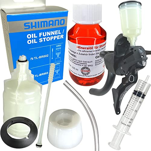Kit de service Compatible avec Shimano Gravel Road avec freins à disque et seringue de blanchiment d'huile minérale de 100 ml, tuyau, gobelet de remplissage M7 x0,75 TL-BR002