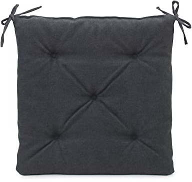 Gözze - Cuscino con Nastrini per il Fissaggio alla Sedia, Cuscino per Sedia, Trapuntato, Darco, 100% Poliestere, 40 x 40 x 4 cm - Antracite