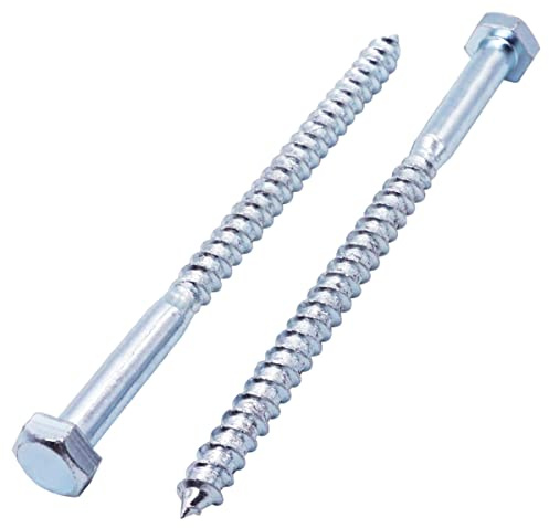 SKIR'CO (20 piezas) Tornillos de madera DIN 571 de acero galvanizado con cabeza hexagonal M8 x 130 mm, tornillos de coach, tornillos hexagonales, tornillos de retardo