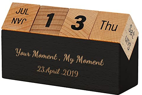 Personalisierte ewige Kalenderblöcke aus Holz Personalisierter ewiger Tischkalender mit Gravur Inspirierendes Holzschild für Geburtstage Jahrestag Heimbüro-Dekoration