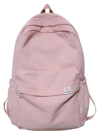 KTTGYRE Schulrucksack Wasserdichtes Nylon Frauen Rucksack Frauen Reisetasche Rucksäcke Schulbag Für Teenager Mädchen Solid Color Bookbag-Pink
