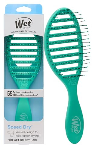 Wet Brush Speed Dry Hair Brush, Amazon Exclusive Aqua, Vented Design & Soft HeatFlex Bristles, Blow Dry Safe, Ergonomic Handle Manages Tangles & Uncontrollable Strands, Pain-Free Hair Accessories