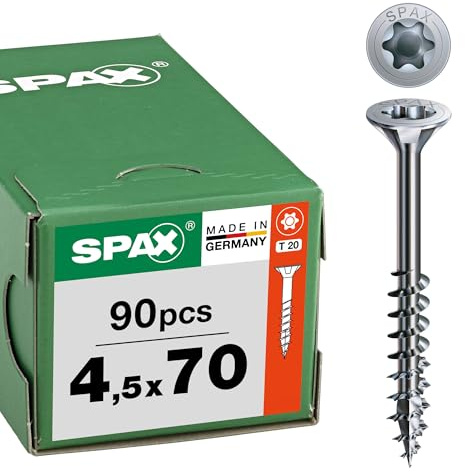 SPAX Tornillo Universal 4,5 x 70 mm, 90 pzas., T20, Rosca Parcial, WIROX
