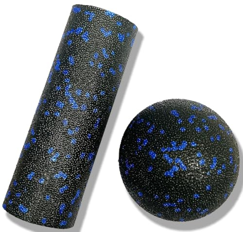 Pallina Massaggio Muscolare, Set 1x Mini Rullo 1x Pallina da Massaggio - Peanut Massage Ball e Sfera singola - Palle Automassaggio Trigger Point Sfere Lacrosse
