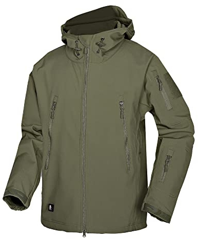 Wuzfully - Chaqueta, para Hombre, Softshell, Militar, Táctica, Impermeable, de Invierno, Polar, con Capucha, Abrigo, con Bolsillos, Multifunción