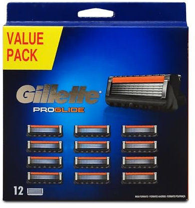 Gillette Fusion 5 ProGlide Rasierklingen, 12 Ersatzteile (5 Klingen), hohe Sensibilität mit Flexball-Technologie, bis zu 1 Monat Rasierdauer mit 1 Klinge, inklusive Stift, Geschenkidee für Herren