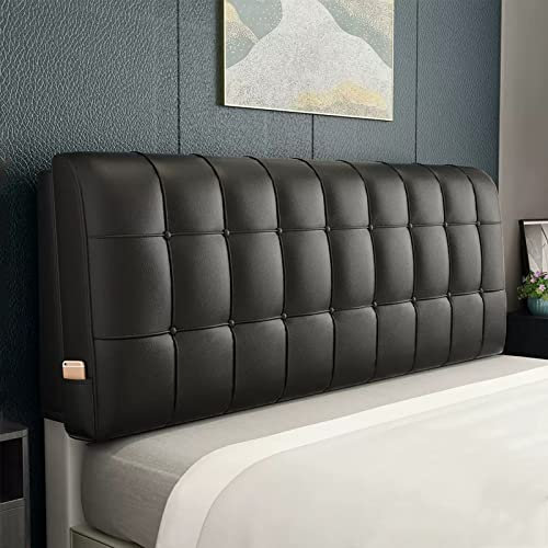 ZZYK Kopfteil Aus Leder Kopfteil Rückenlehne King Size Polster Keilkissen Lendenwirbelstütze Für Zuhause, Schlafzimmer,Couch,Bank,Doppelbett, Queen Bett,Schwarz,Straps 70.8/180cm