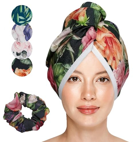 JOCERO - Haarturban aus Bambus - Turban für Damen - Haarhandtuch Mit Knopf für Lange Haare - Mit Haargummi