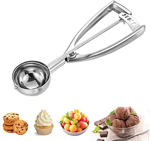 Micacorn Cucchiaio di Gelato, 4cm Cucchiaio in Acciaio Inox per Gelato, Paletta per Gelato con Grilletto, Acciaio Inox Scoop Multifunzione 304 per Fare Il Gelato Polpette Biscotti Frutta