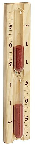 TFA Dostmann Analoge Sauna Sanduhr 15 Minuten, 40.1058.11, aus hitzebeständigen Materialen Kiefer und Glas, perfekt als Sauna-Zubehör, roter Sand, braun