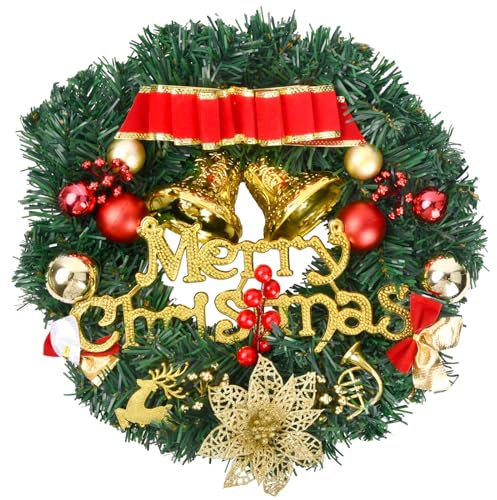 Jinlaili 30CM Weihnachten Blumen Türkranz, Girlande Weihnachten, Weihnachtskranz Für Wandbehang Dekoration, Weihnachtsgirlande Künstlich Tannengirlande, Weihnachtsdeko, Weihnachtsdeko Anhänger (A)