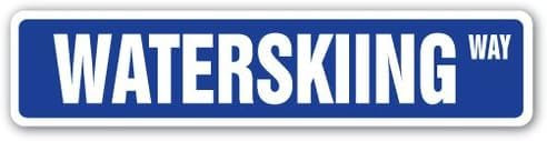 Aluminiumschild mit Wasserski-Straße, Wasserski-Himmel, Wassersport, Geschenk, Wandschild, Dekoration, 15,2 x 40,6 cm