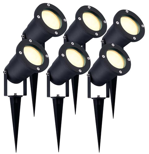Ledvion - 6X LED Strahler, Aluminium, IP65, 5W, 2700K, 1 Meter Kabel, LED Spot, Garten Spot