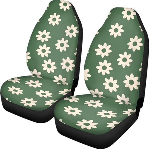 Coloranimal Autositzbezüge für Autos, nur vorne, 2 Stück, grüne, groovige Blume, Autositzbezüge für Damen